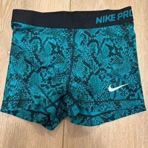 Nike Pro Black and Teal Bike Shorts